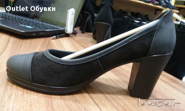 №37 Ест Кожа с Велур Обувки Български Ток, снимка 2 - Дамски обувки на ток - 16654001