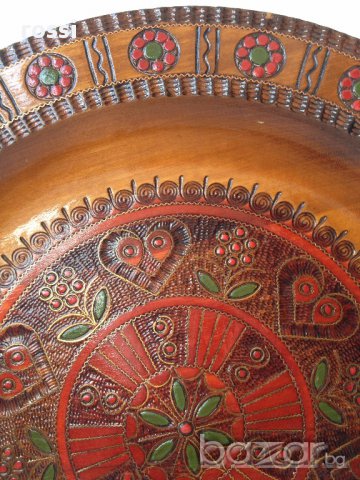 34 см. Голяма старинна чиния за стена дърворезба уникална/Германия , снимка 5 - Други ценни предмети - 16367338