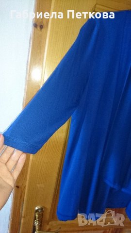 Уникална комбинация жилетка и блуза в синьо , снимка 3 - Жилетки - 22157602