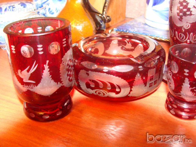  Кристален комплект рубин разпродажба , снимка 3 - Антикварни и старинни предмети - 21195428