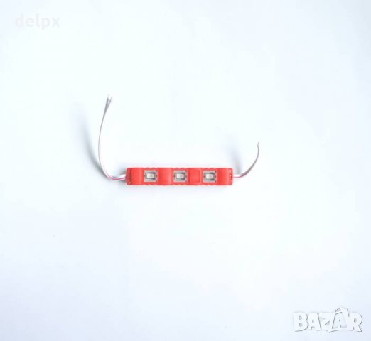 Светодиодна лайсна с 3 диода самозалепваща червена 12V 1W, снимка 1 - Лед осветление - 23177430
