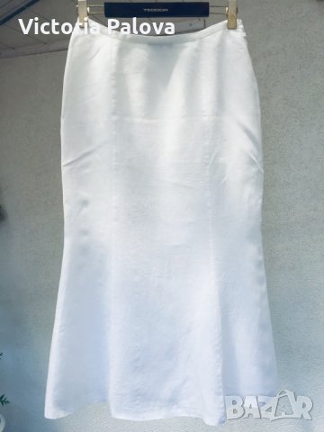 Бяла дълга ленена пола REVANCHE IN FASHION , снимка 3 - Поли - 25798097