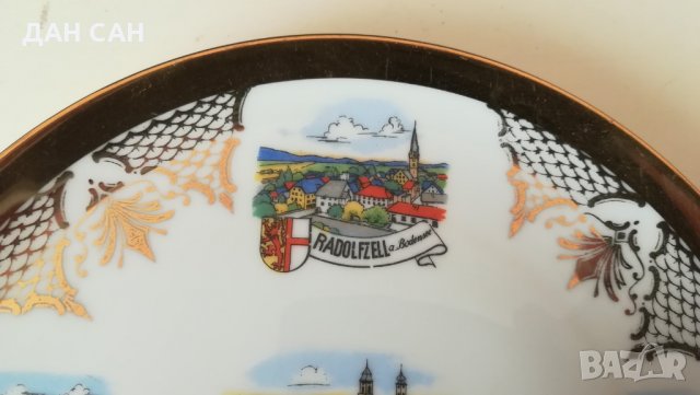 ретро позлата сувенир чиния Lindau Hagnau Insel Mainau Radolfzell Германия, снимка 4 - Колекции - 23621586