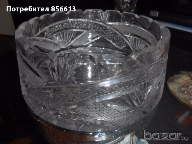 Комплект от кристална купа и ваза ръчно гравирани еднакъв дизайн., снимка 9 - Вази - 10337738