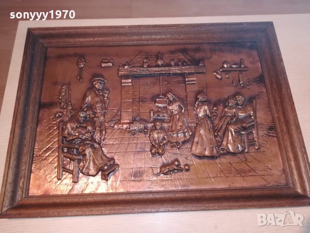 ГОЛЯМА картина-релефна-мед/месинг-73х52см-внос швеицария