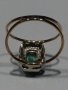 Стар античен дамски златен пръстен,с изумруд и диаманти, снимка 6