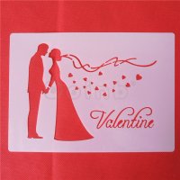 Двойка Valentine надпис Свети Валентин сватбен стенсил шаблон спрей торта украса кекс