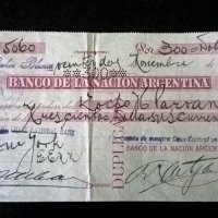 Банков чек - Аржентина | 1926г., снимка 1 - Нумизматика и бонистика - 25233437