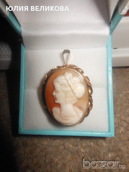 Камея от рапан в златен обков, снимка 1