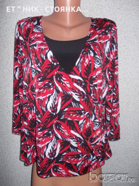 Блуза в червено с черно боди L, XL размер, снимка 1