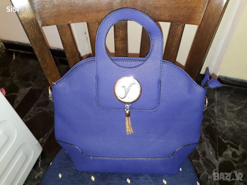 Нова Синя Кожена чанта, снимка 1