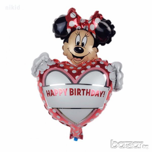 Мини маус сърце happy birthday балон фолио фолиев хелий или въздух парти рожден ден, снимка 1