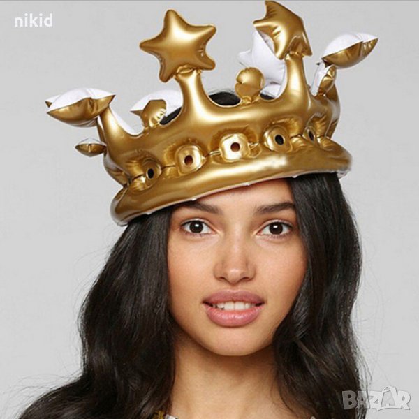 Златна Корона надуваема гумена за глава тип балон гумен, снимка 1