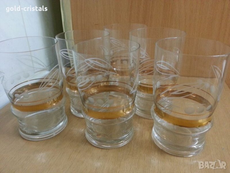  руски чаши гравирани с златен кант, снимка 1
