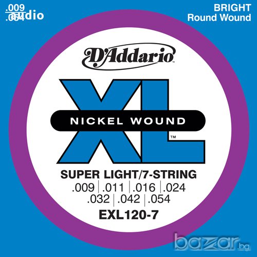 Струни за електрическа китара D'addario EXL120-7, снимка 1