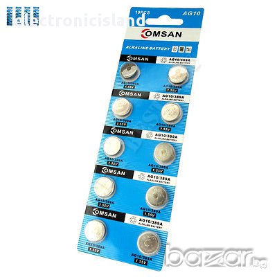 Батерия алкална 1.55 V - AG10, литиева 3 V -  R2032, снимка 1