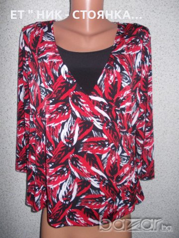 Блуза в червено с черно боди L, XL размер
