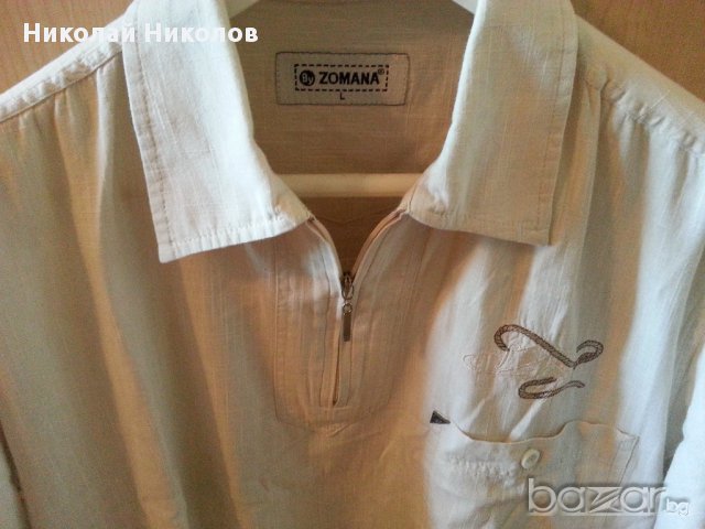 Блуза мъжка с къс ръкав от лен, снимка 2 - Блузи - 14315201
