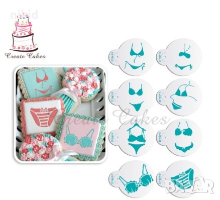  8 бр кръгли дамско бельо стенсил шаблони декор чаша кафе бисквитки и др