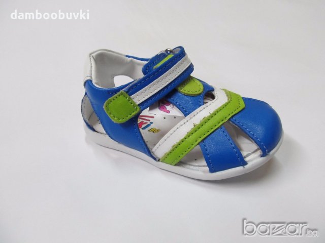 Бебешки сандалки PONKI естествена кожа синьо /зелено 19/21, снимка 1 - Детски сандали и чехли - 18231862