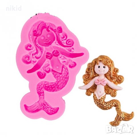 Усмихната Русалка Ариел силиконов молд форма декорация торта фондан шоколад и др