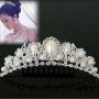 невероятна Тиара мини корона с перли за забождане в коса прическа сватба детска и дамска универсална