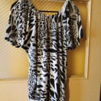 Дам.туника-блуза-"Jennifer Taylor"-/полиест.+ликра/-шарена-леопардов десен. Закупена от Италия., снимка 2 - Туники - 21980201