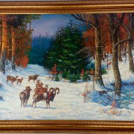 Муфлони в гора, зима, картина за ловци, снимка 1 - Картини - 17114290