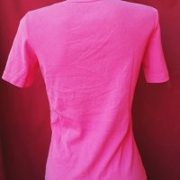 Розова еластична тениска със сребристи камъчета цвете М, снимка 2 - Тениски - 22461366