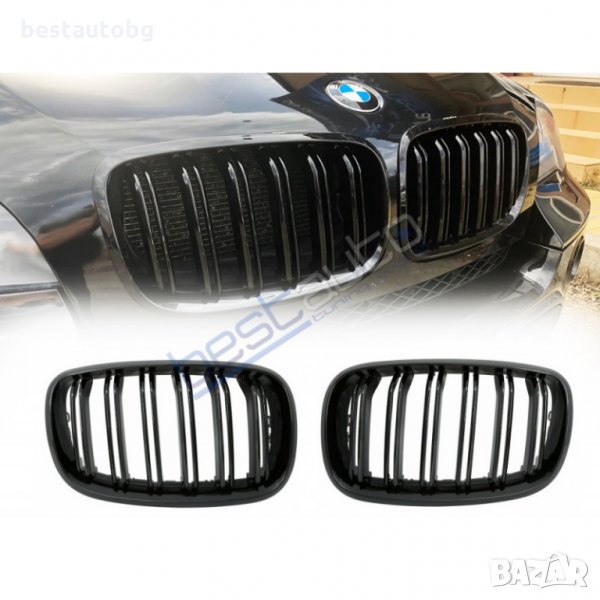 Черен Гланц Двойни Бъбреци за BMW X5 E70 X6 E71 / БМВ Х5 Е70 Х6 Е71 , снимка 1