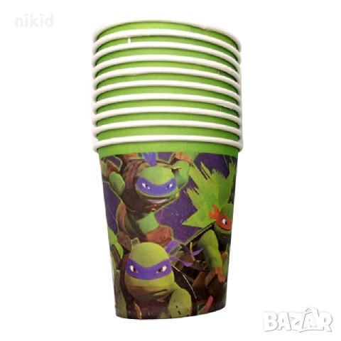 Костенурките Нинджа DONATELLO 10 бр картонени чаши чашки парти рожден ден, снимка 1