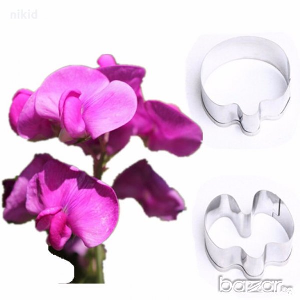 цвят сладък грах 2 части метални резци направа на цвете украса декорация торта шоколад фондан, снимка 1