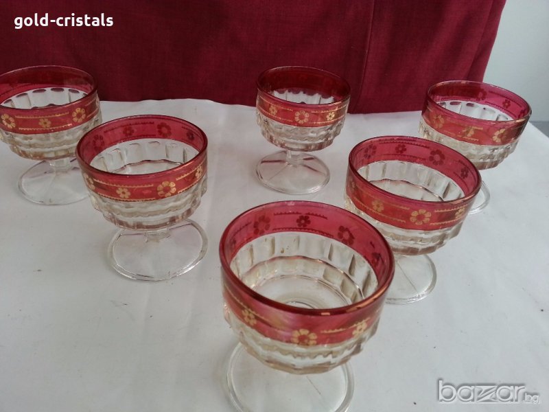  кристални чаши италия с позлата, снимка 1