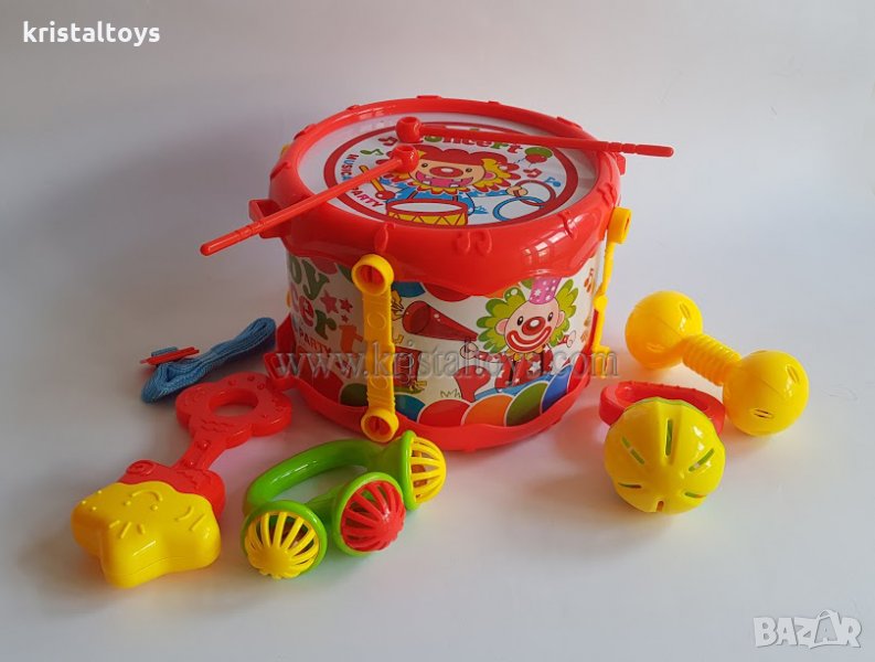 Детска играчка Барабан с палки + дрънкалки, снимка 1