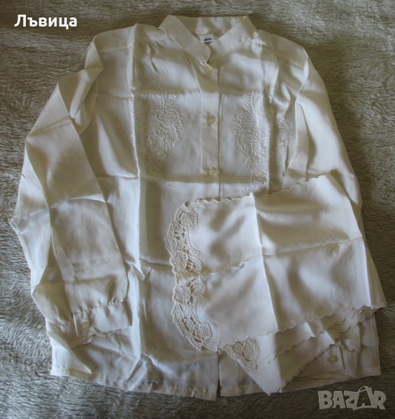 Нова блуза естествена коприна с бяла българска бродерия, снимка 1