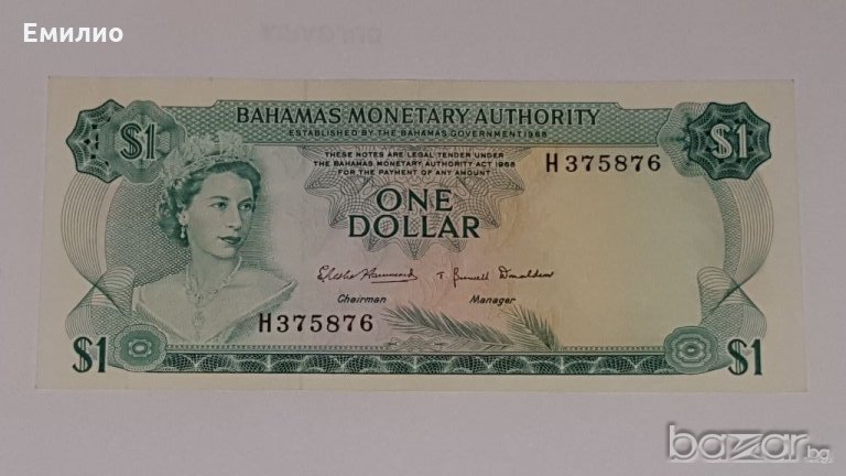 BAHAMAS $ 1 DOLLAR 1968 , снимка 1