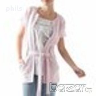 нова жилетка с къс ръкав Л розова и  сива, снимка 1