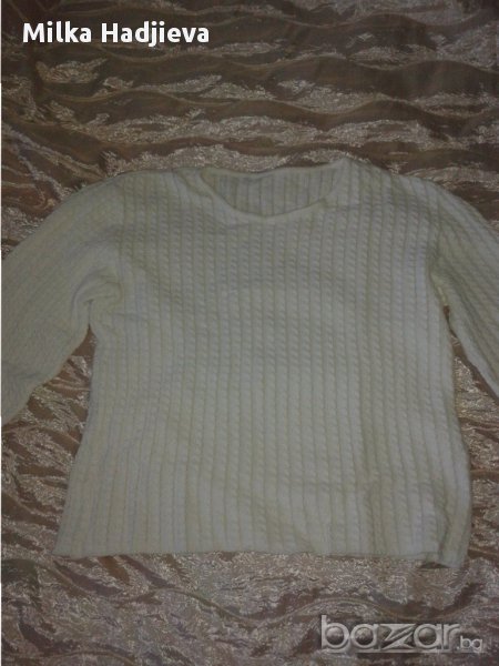 Бяла блуза от плетиво, снимка 1