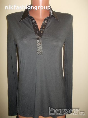 Намаление!Тъмно сива /графитена/ блуза с елементи на риза, S/ М р-р, снимка 1 - Блузи с дълъг ръкав и пуловери - 20127601
