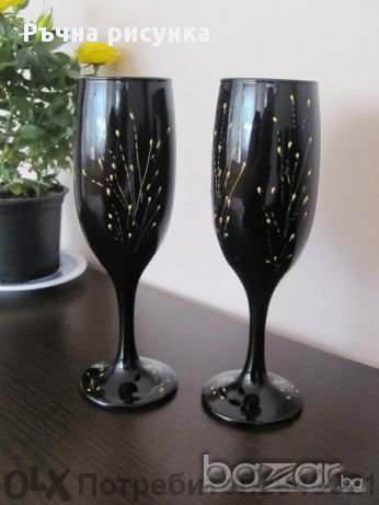 два броя ръчно рисувани стилни чаши , снимка 1 - Декорация за дома - 10750996