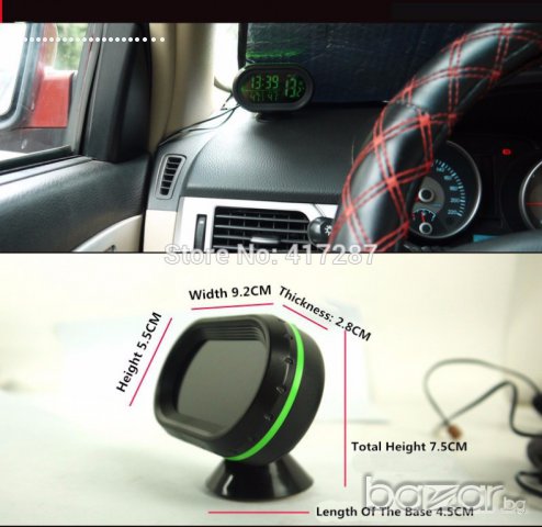 електронен термометър волтметър часовник за автомобил, снимка 6 - Аксесоари и консумативи - 6427343