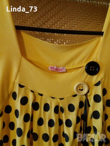 Дам.туника-блуза-"YILSAN"-/вискоза+ликра/-патеш.жълта с точки. Закупена от Италия., снимка 5 - Туники - 22002083