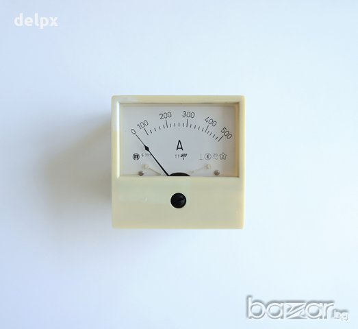 Български амперметър AC с външен токов трансформатор 500A 70x70mm, снимка 1