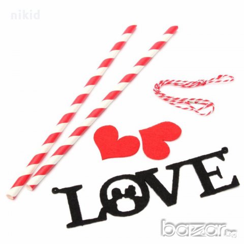 сламки с надпис LOVE за Свети Валентин сватба юбилей рожден ден украса за торта, снимка 2 - Други - 13592076