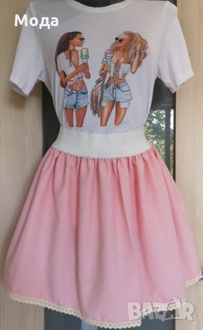 ПОЛА С ЛАСТИК ПРИНТ ПО ВАШИ РАЗМЕРИ  (висока талия ) НОВА, снимка 9 - Поли - 25159237