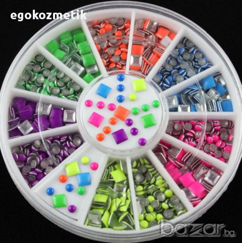 Декорации за маникюр тип капса в неонови цветове/златисти, снимка 4 - Продукти за маникюр - 10689591