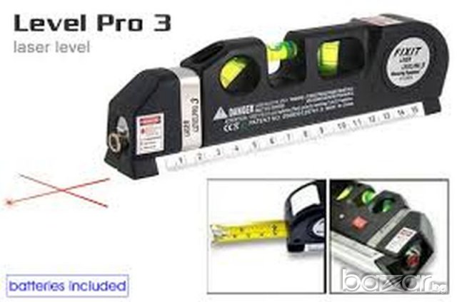 NEW НОВ Артикул !! Лазерен нивелир - Laser Level Pro 3 с ролетка 2,5м на достъпна цена !! , снимка 5 - Други инструменти - 6440212