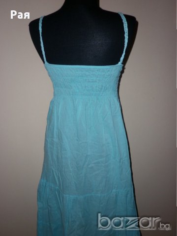 Синя дълга  рокля 100 % памук , снимка 5 - Рокли - 15873065