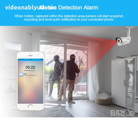 FULL HD 1080P 2Mpx IR-Cut 2 Array Водоустойчива IP Камера с Микрофон и microSD Карта Слот Wifi + Lan, снимка 6 - IP камери - 23218167