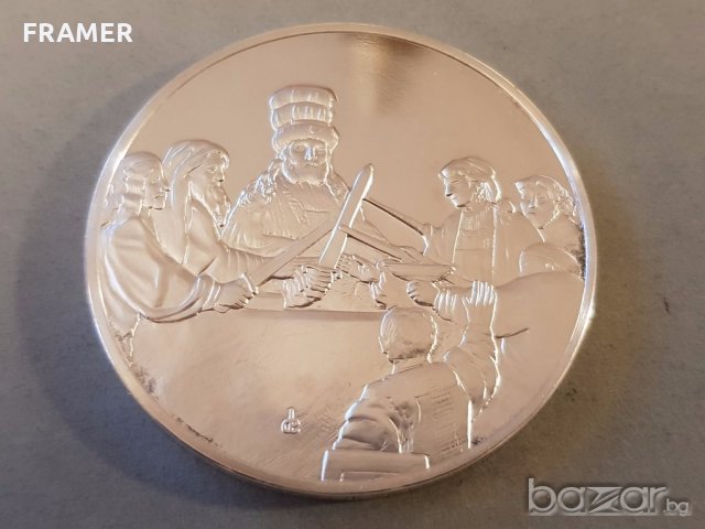 2 унции 2 OZ СРЕБЪРЕН ПЛАКЕТ ФРАНКЛИН Заговорът на Цивилис Рембранд 1661г, снимка 1